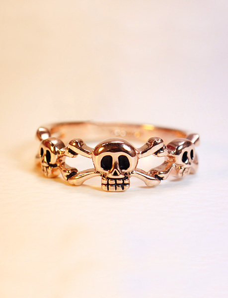 18k戒指饰品非主流韩国个性朋克夸张金复古骷髅戒指