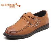 Red Dragonfly genuine leather men's shoes new 2013 business casual Korean version of metal strap fashion men's shoes