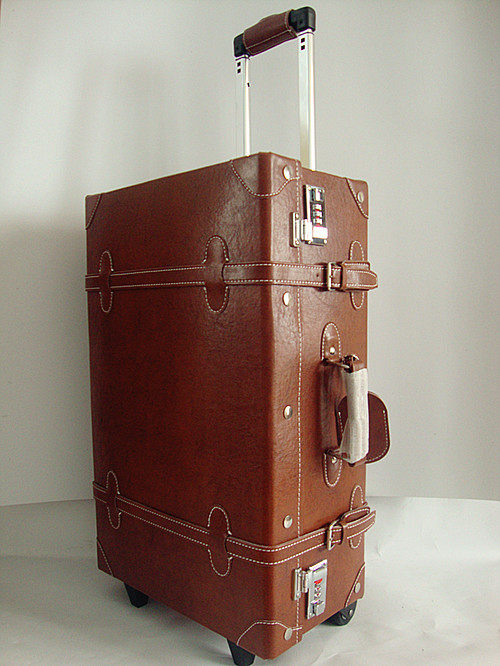 韩国万向轮复古拉杆箱旅行箱登机箱行李箱密码皮箱男女子母箱棕色