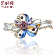 Ya na Barrette hair clip spring clip cross bow clips rhinestone Crystal hair jewelry Q0863