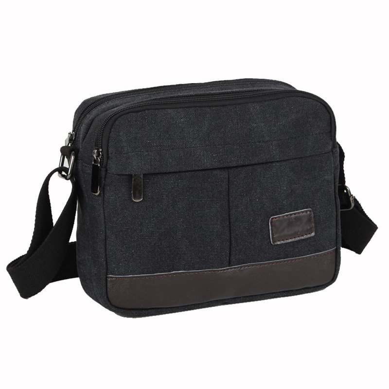 新款斜跨包包纯色男士休闲包小帆布包复古男包单肩包斜挎小包潮