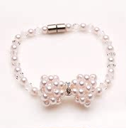 Smiling post Korea bow Pearl rhinestone bracelet hand chain Korean jewelry women 354832