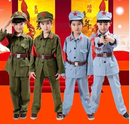 新款儿童新四军 小红军 八路军演出服装 影楼摄影服饰 军装表演服