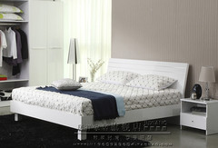 新款 现代简约 白色烤漆床 卧室板式1.8米 双人 单人床