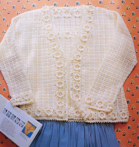 定制韩钩织立体花长袖开衫两件套针织衫女装外套编织勾花毛衣553