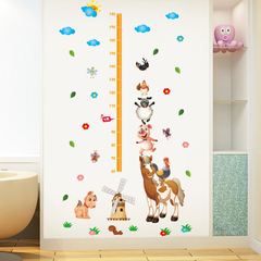 牧场动物身高贴墙贴宝宝测量身高贴纸儿童房幼儿园装饰贴纸墙贴画