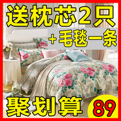 纯棉床单韩版四件套全棉床上用品三件套4单双人床1.8m1.5/2.0被套