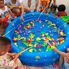 钓鱼玩具套装磁性戏水加厚充气水池儿童钓鱼玩具池摆摊广场生意