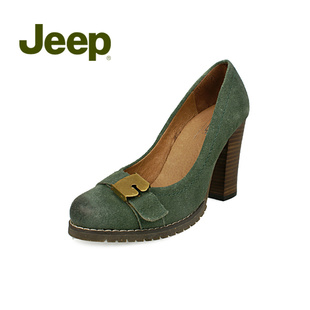jeep包包專櫃 Jeep吉普春夏季新款女鞋時尚休閑粗跟高跟鞋圓頭淺口鞋LS303 包包