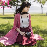 汉汇<em>2015</em>夏<em>新款</em>原创文艺复古禅意<em>棉</em>衬衫<em>中</em>长