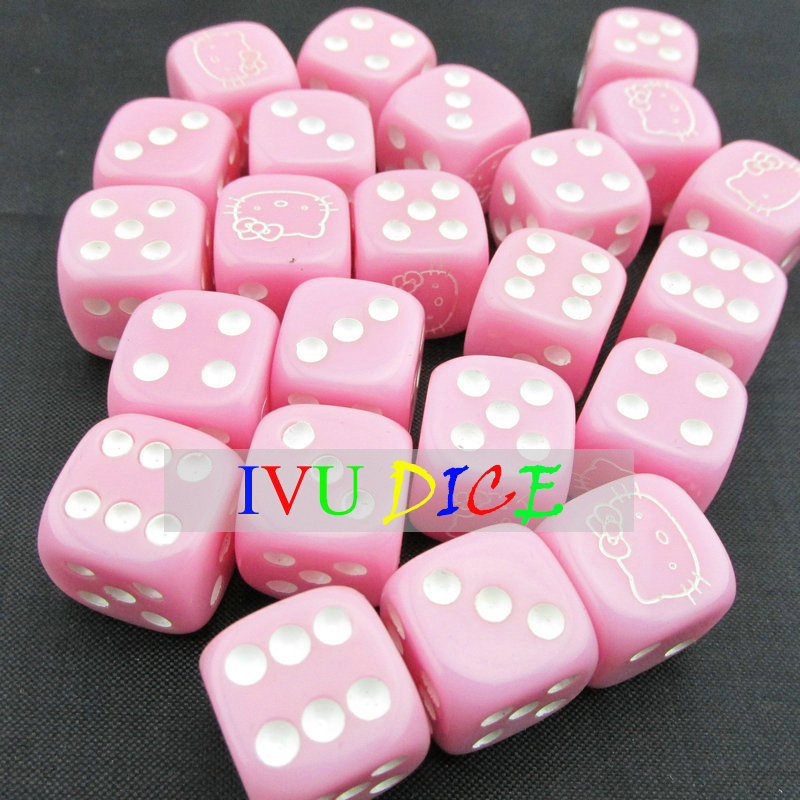 Hello Kitty cartoon dice 14MM rounded solid transparent 色子