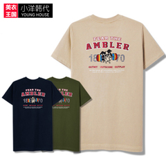 韩国代购正品 AMBLER 16夏季新款男女刺绣印花图案潮牌短袖T恤