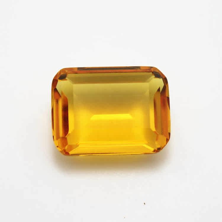 皇家金丝雀黄碧玺石粉熔长方形大师切割净透宝石裸石吊坠戒面镶嵌