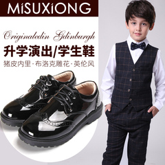春秋季韩版男童黑色皮鞋英伦风休闲正装花童儿童表演出小学生单鞋