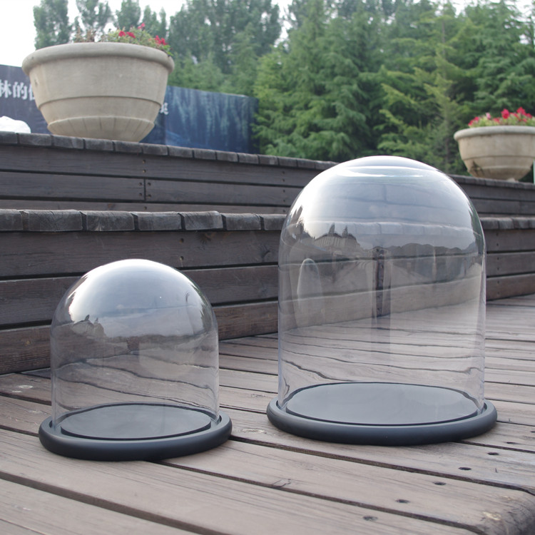 bomei glass的优惠券大全—欧式黑色底座玻璃罩摆件装饰防尘罩大号