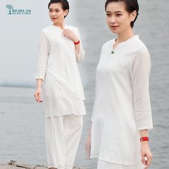 [佩玖] 改良汉服茶服女中式中国风秋冬精棉 玛瑙扣瑜伽 禅服套装