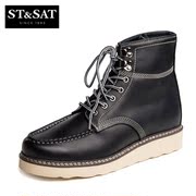 St&Sat/Saturday 2015 winter new style leather lacing platform ankle boots with round head men's shoes SS54129417