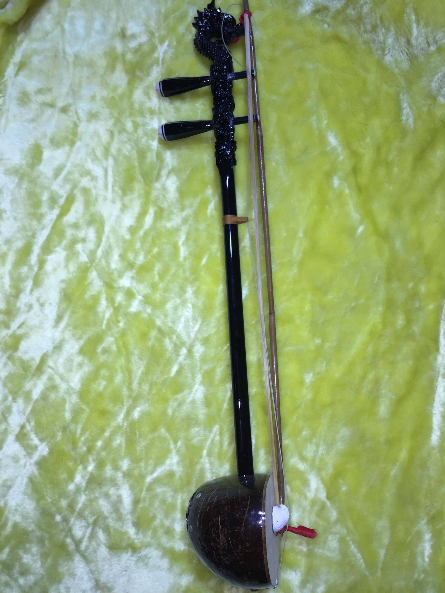 广东汉乐粤乐正乌木盘龙配盒低音椰胡