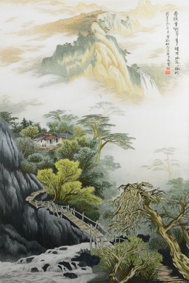 蜀绣单面绣 《家在山水间》