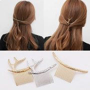Cool na Europe and Hairpin clip hair elk antler retro Moon radian plug the comb comb comb 6194