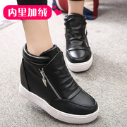 2015 new double zipper stealth increases in winter and cashmere women's shoes high student Shoes Sneakers casual shoes