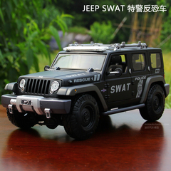 美驰图1:18 JEEP吉普牧马人车模SWAT反恐警车 合金汽车模型仿真