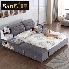 班菲 现代简约布床榻榻米床可拆洗布艺床双人床1.8米婚床储物软床