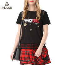 商场同款ELAND衣恋15年夏季网纱字母拼接短袖EERA52452M专柜正品