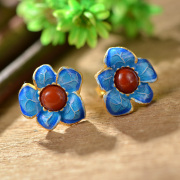 Thai natural Hong Nan ladies earrings 925 Silver cloisonne wild Thai Silver Earring tide products