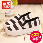 Le Fu, Becky, autumn new thick-soled shoes shoes canvas shoes low discussion of lazybones breathable striped shoes for mail