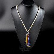 Very Thai S925 silver tassel Garnet agate long Pearl Necklace sweater chain retro female number optional