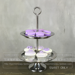 婚庆道具不锈钢蛋糕架 银色点心架甜品架蛋糕展示架子欧式蛋糕盘