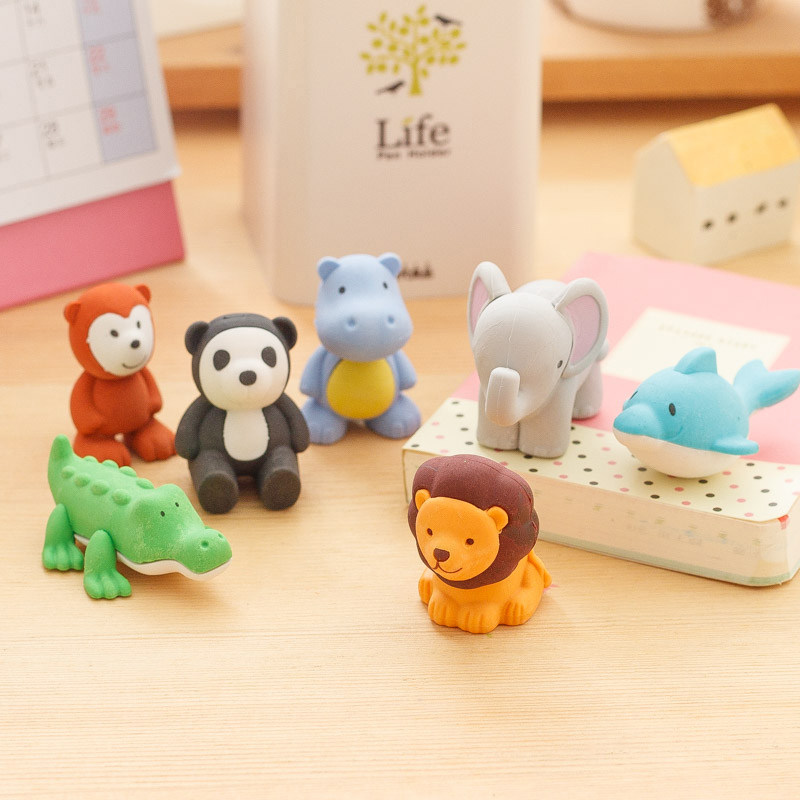 韩版创意文具 卡通立体小动物乐园橡皮擦可爱 小学生奖品礼物礼品