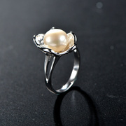 Thai wild woman fashion ring 925 Silver European Pearl finger ring wave