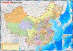 中国地图地理地图 地图挂图 墙贴地图0.87m*0.6m折挂两用 学生地理地图 中国地图出版社 铜版纸地图 防水撕不烂耐折地图