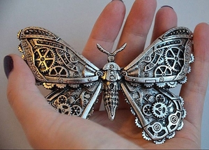 东欧哥特restyle蒸汽朋克机械蝴蝶飞蛾歌特宫廷吸血鬼发夹发饰