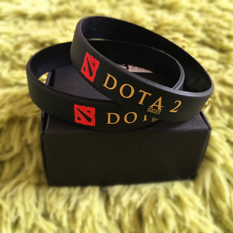 dota2游戏周边模型 刀塔2带logo标志硅胶手环 学生男黑色腕带饰品