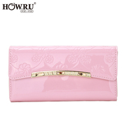 2015 new embossing clean buckle ladies clutch bag Japanese Korean version zip around wallet purse handbag