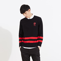 美特斯邦威2015秋装新款男圆领小标志提花长袖毛衫吊牌价169元