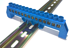 14孔1进13出阻燃接线端子排/100大电流14位1分13卡轨式接线端子排