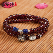 Wu Yue-silver Pu S925 silver natural wine red garnet Crystal bracelets multi-3 laps bracelet girlfriend gifts