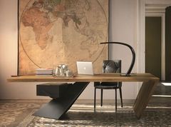 美式钢木电脑桌复古老板桌椅新款办公桌实木书桌经理桌简约主管桌