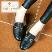 Winter flats round-headed new bean shoes was wearing women's shoes, leather shoes shoes casual shoes