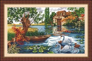 Cross stitch high definition colour Printing paper Scenery FJ019 Swan Lake 9161cross stitchin the Home Fabric , Stitch & Tools Accessories , Original embroidered map category - from Buy2taobao.com to provide professional Taobao agent buy service