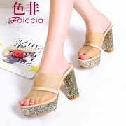 Faiccia/-non-summer styles fashion mesh coarse female fish sequin Sandals WHBQ54904A