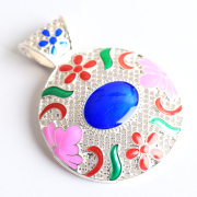 Three stone jewelry DIY Tibetan handmade silver accessories cloisonne pendant necklace dog tag accessories