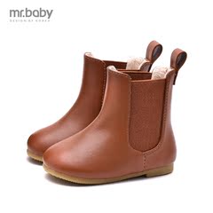mr.baby 2016冬季新款儿童棉靴 加绒保暖皮靴中筒靴 羊羔绒靴