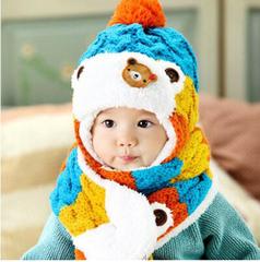 宝宝帽子秋冬0-1-3岁婴儿帽子6-12个月儿童加绒毛线帽小孩护耳帽