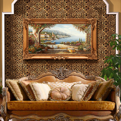 大尺寸欧式客厅沙发背景古典地中海油画玄关装饰画山水风景壁挂画