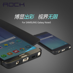 ROCK 三星Note5手机壳 note 5博视超薄全视窗 n9200保护套翻盖皮